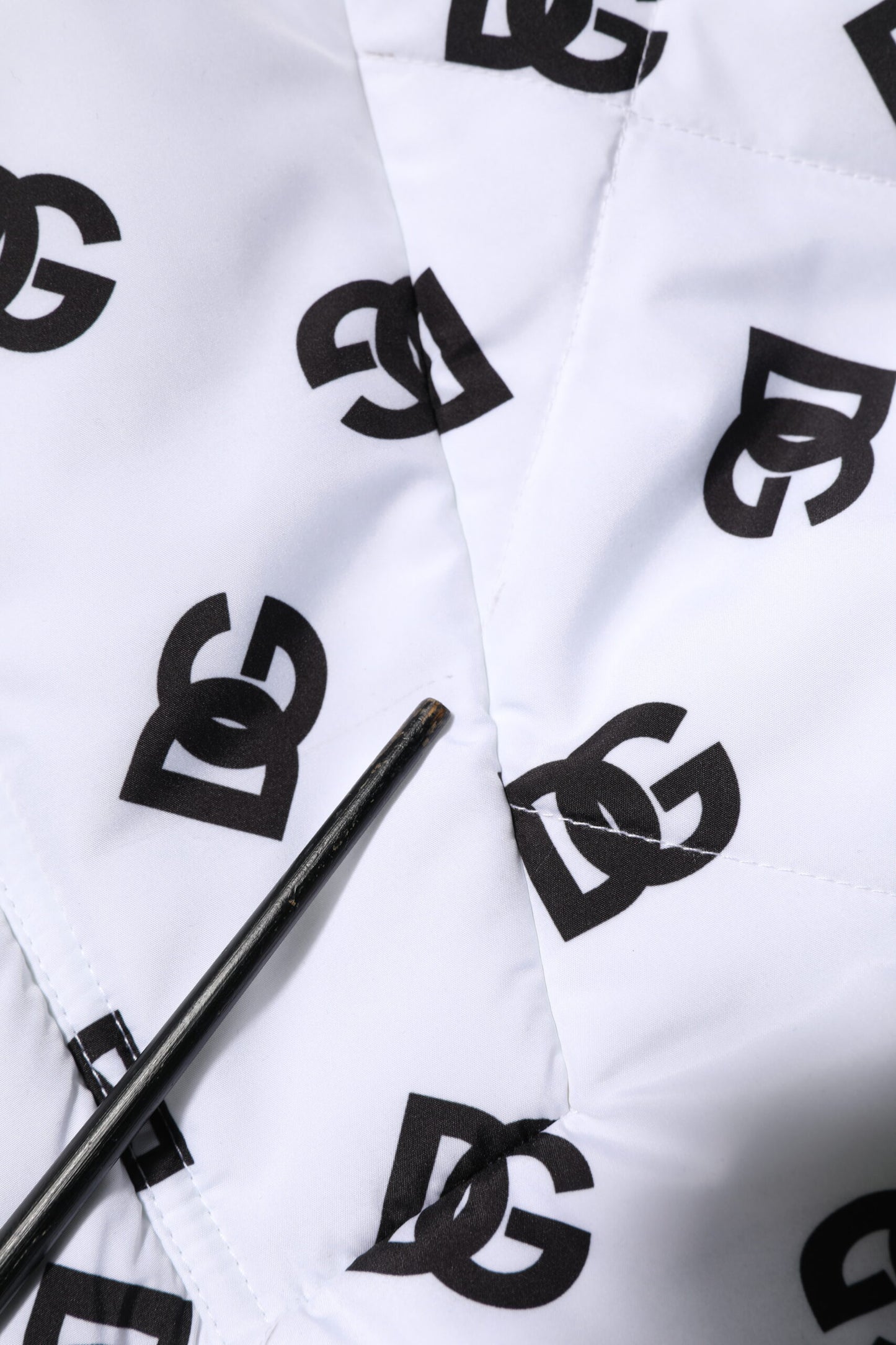 Dolce & Gabbana White DG Monogram Hooded Quilted Jacket