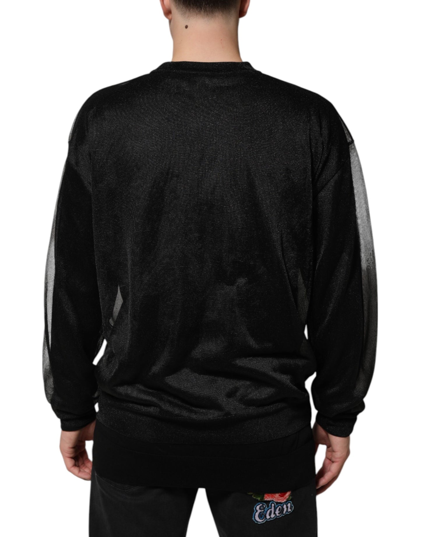 Dolce & Gabbana Black Polyester Pullover Sweatshirt Sweater