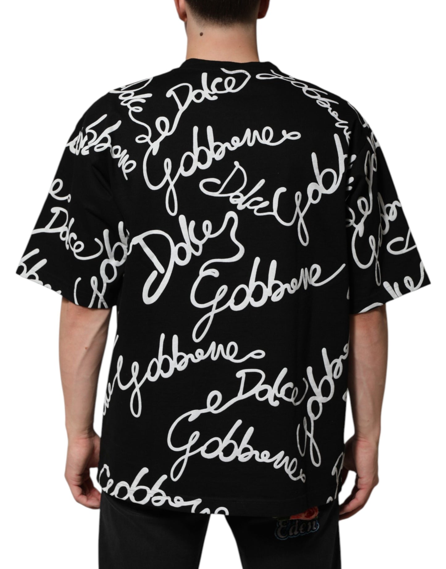 Dolce & Gabbana Black Logo Print Cotton Crew Neck  T-shirt