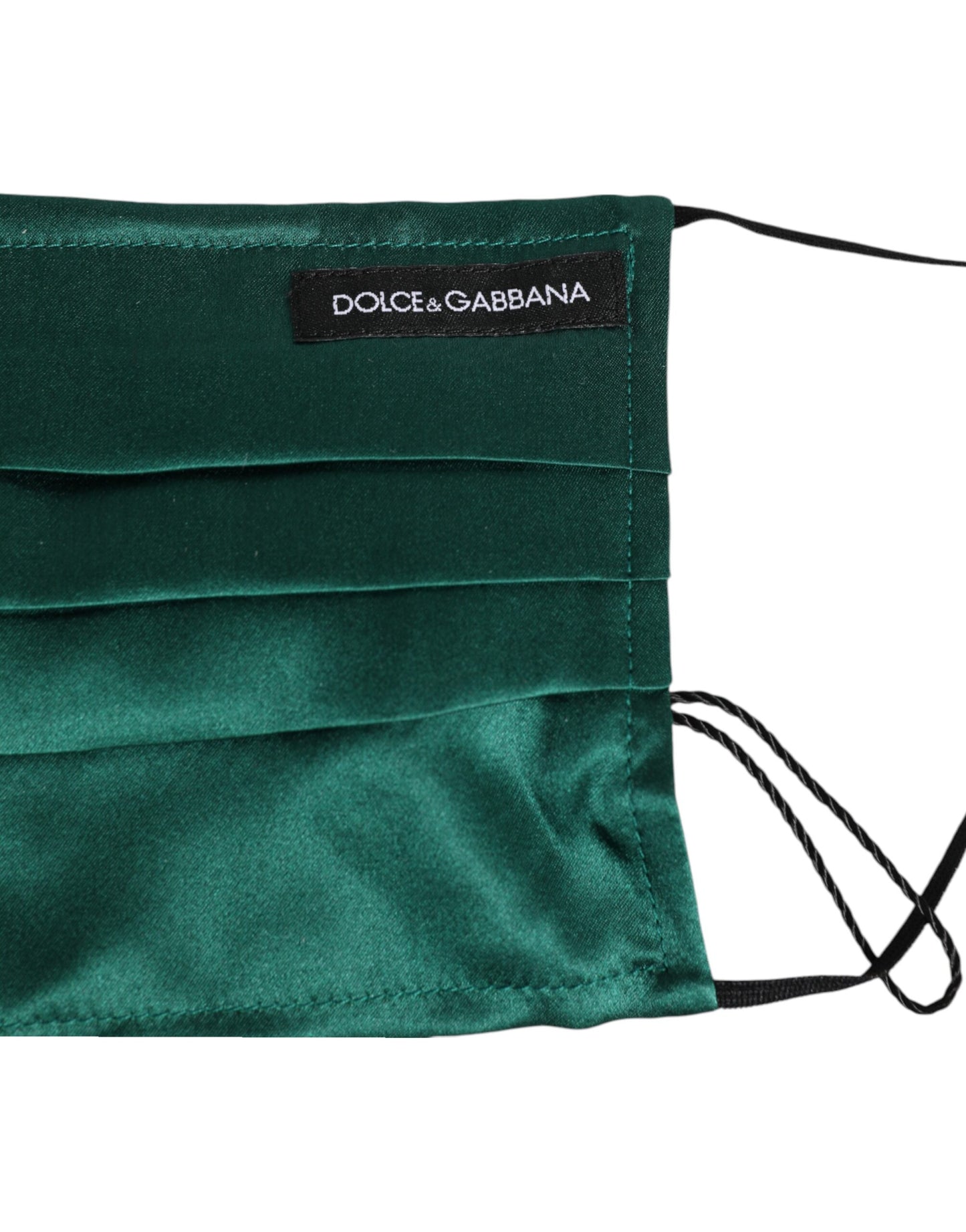 Dolce & Gabbana Green Silk Pleated Elastic Ear Strap Face Mask
