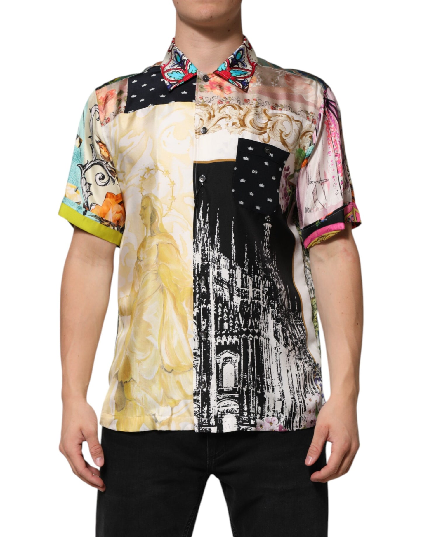 Dolce &amp; Gabbana Mehrfarbig bedrucktes Button-Down-Freizeithemd