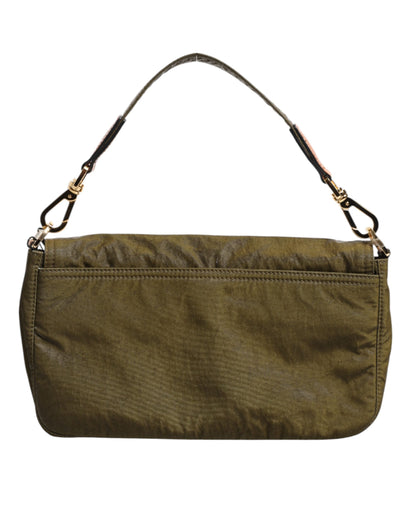 Dolce &amp; Gabbana Handtasche mit dunkelgrünem Nylon-Logo-Schulterriemen