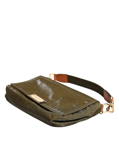 Dolce &amp; Gabbana Handtasche mit dunkelgrünem Nylon-Logo-Schulterriemen
