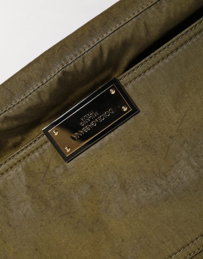 Dolce &amp; Gabbana Handtasche mit dunkelgrünem Nylon-Logo-Schulterriemen