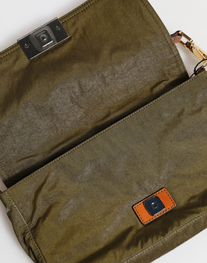 Dolce &amp; Gabbana Handtasche mit dunkelgrünem Nylon-Logo-Schulterriemen