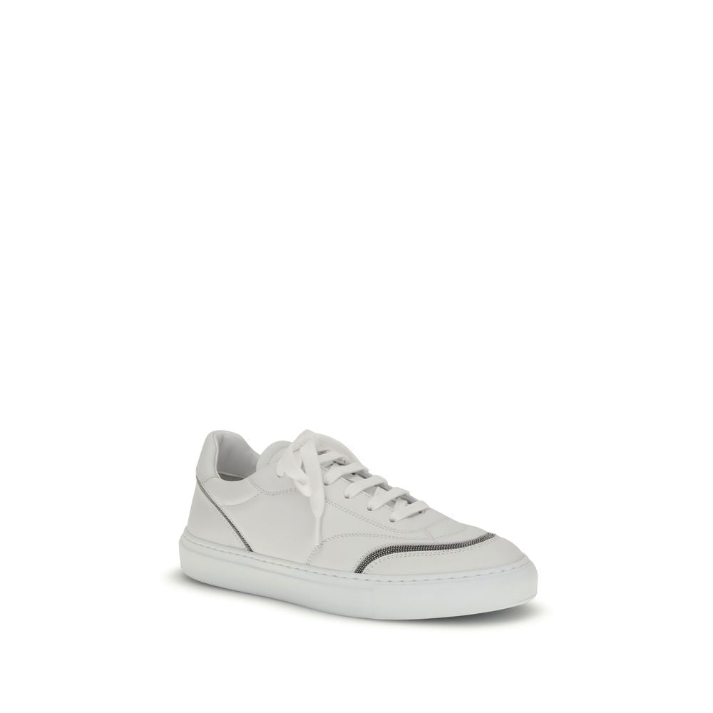 Brunello Cucinelli Leather Sneakers with Shiny Details