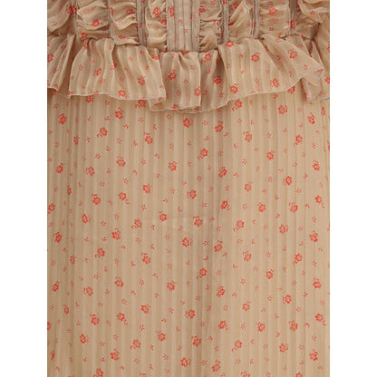 Kristina Ti Silk long Dress with rouches