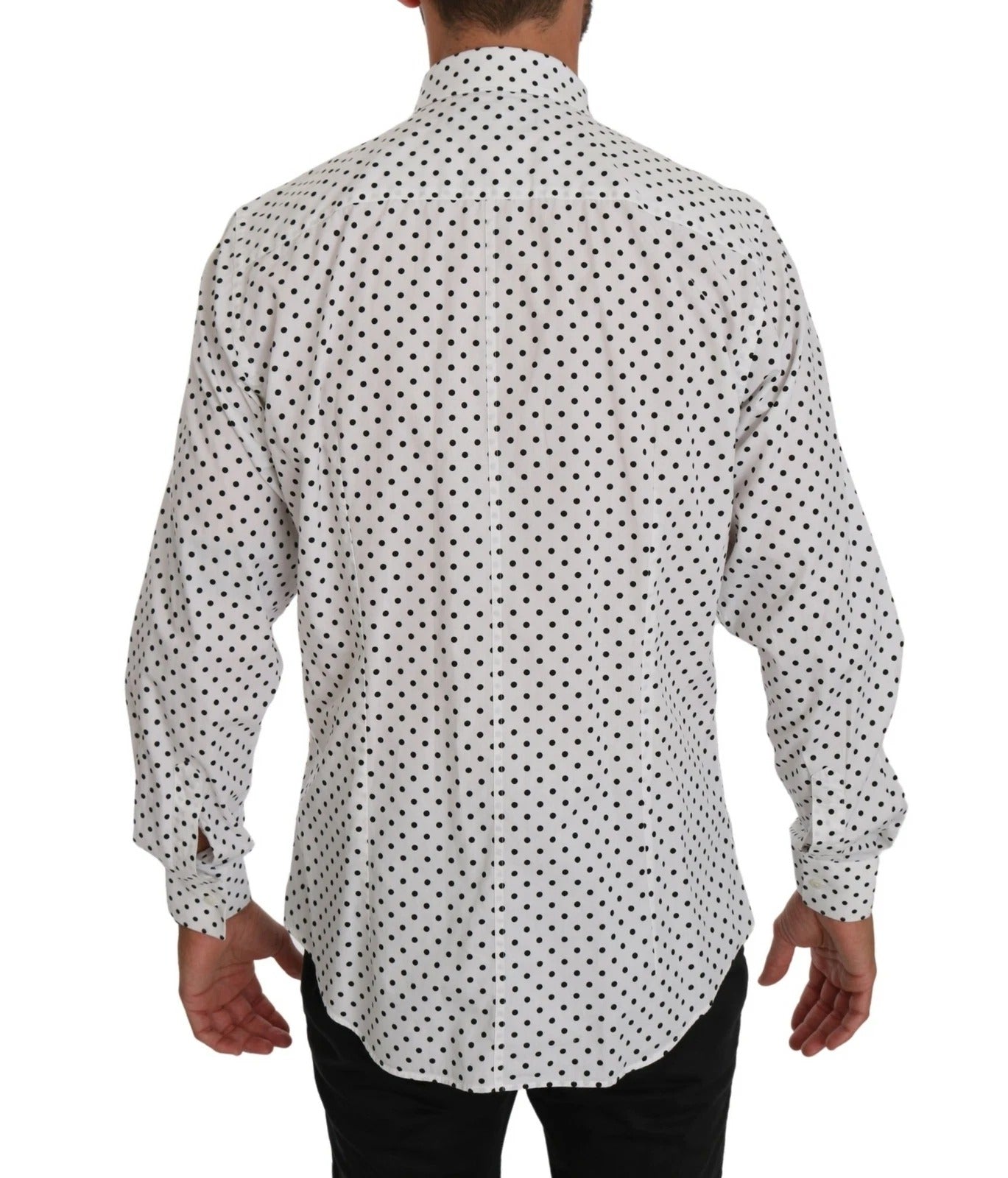 Dolce & Gabbana White Dotted Dress Formal MARTINI Shirt