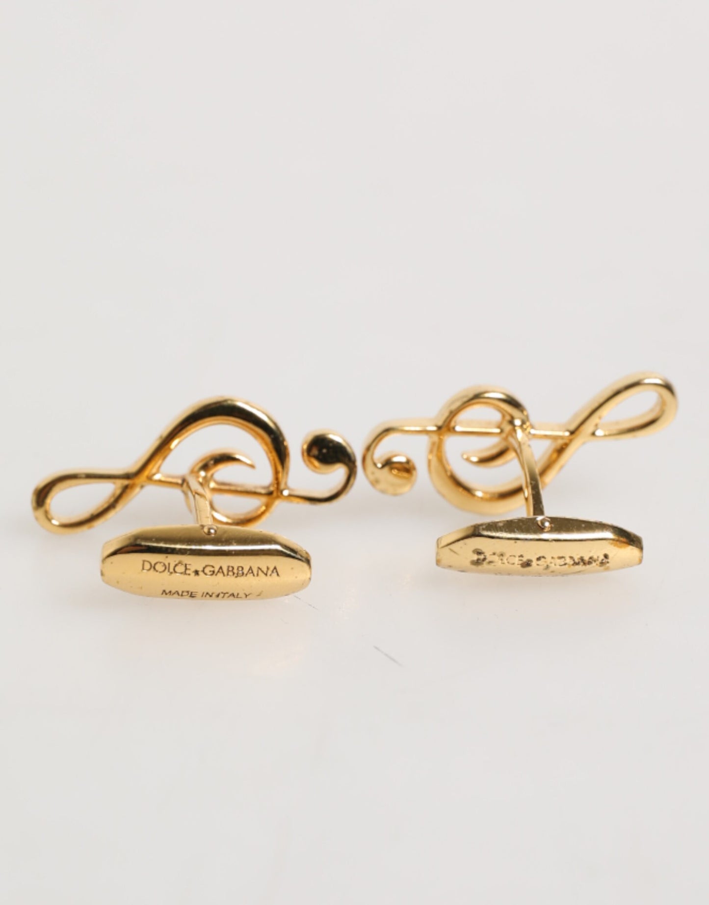 Dolce & Gabbana Gold Musical Note Metal Brass Pin Men Accessory Cufflinks