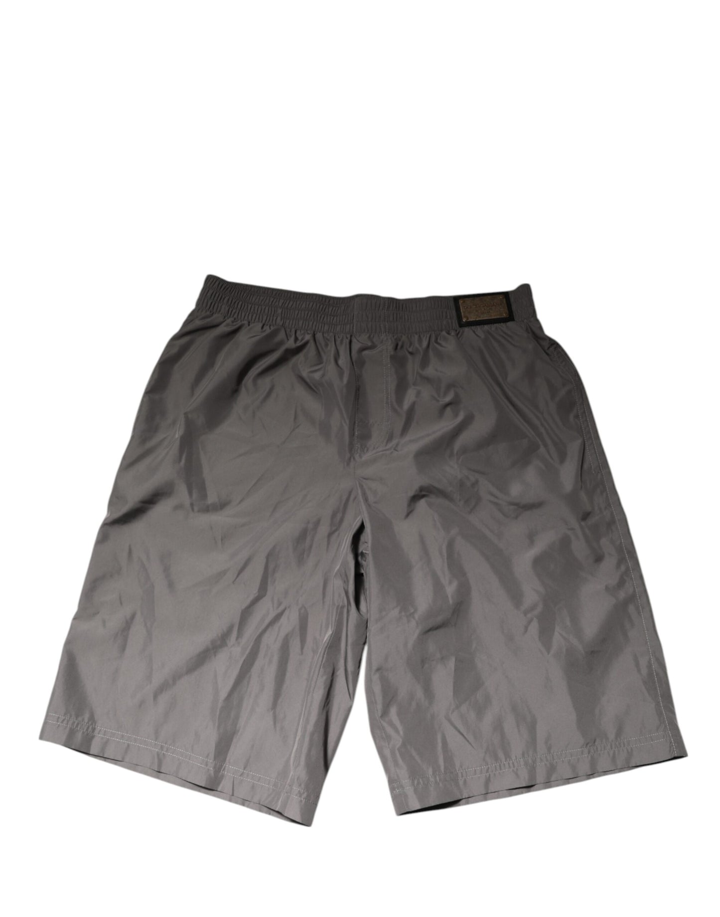 Dolce & Gabbana Light Gray Nylon Elastic Waist Shorts Swimwear
