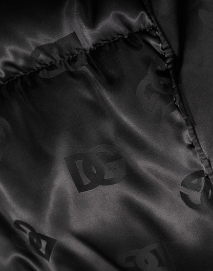 Dolce & Gabbana Black Monogram Logo Puffer Nylon Hooded Jacket