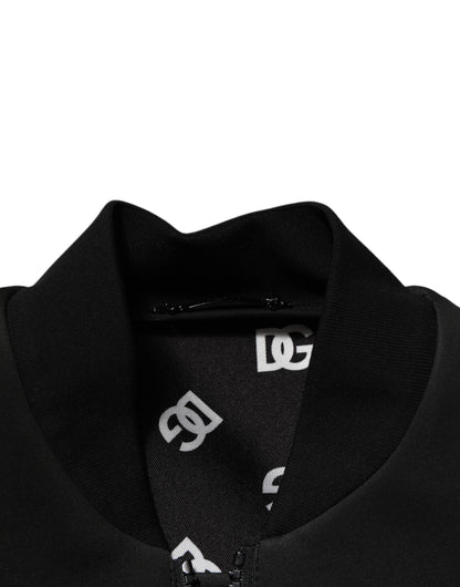 Dolce & Gabbana Black Polyester Logo Plaque Bomber Jacket
