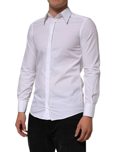 Dolce & Gabbana White Cotton MARTINI Long Sleeve Dress Shirt
