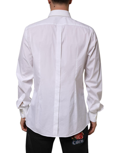 Dolce & Gabbana White Cotton GOLD Long Sleeves Formal Shirt