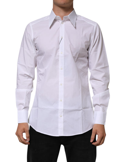 Dolce & Gabbana White Cotton Slim Fit Dress Formal Men Shirt