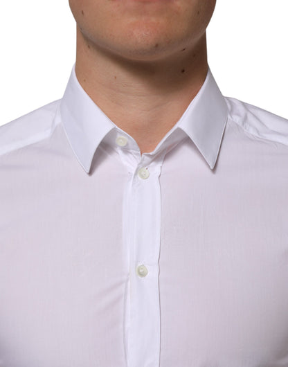 Dolce & Gabbana White Cotton GOLD Formal Men Longsleeves Shirt
