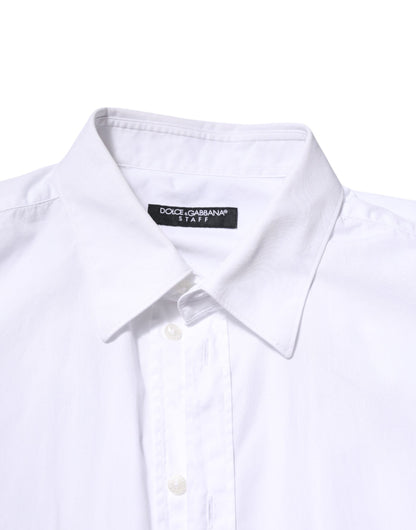 Dolce & Gabbana White Cotton STAFF Long Sleeves Forma Shirt