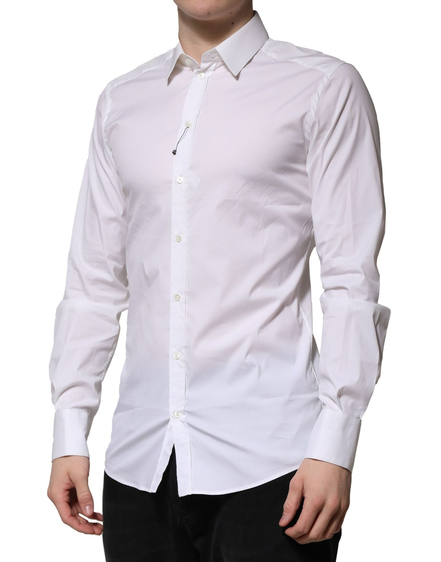 Dolce & Gabbana White Cotton GOLD Long Sleeves Formal Shirt