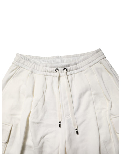 Dolce & Gabbana White Cotton Cargo Bermuda Sweatshorts Shorts