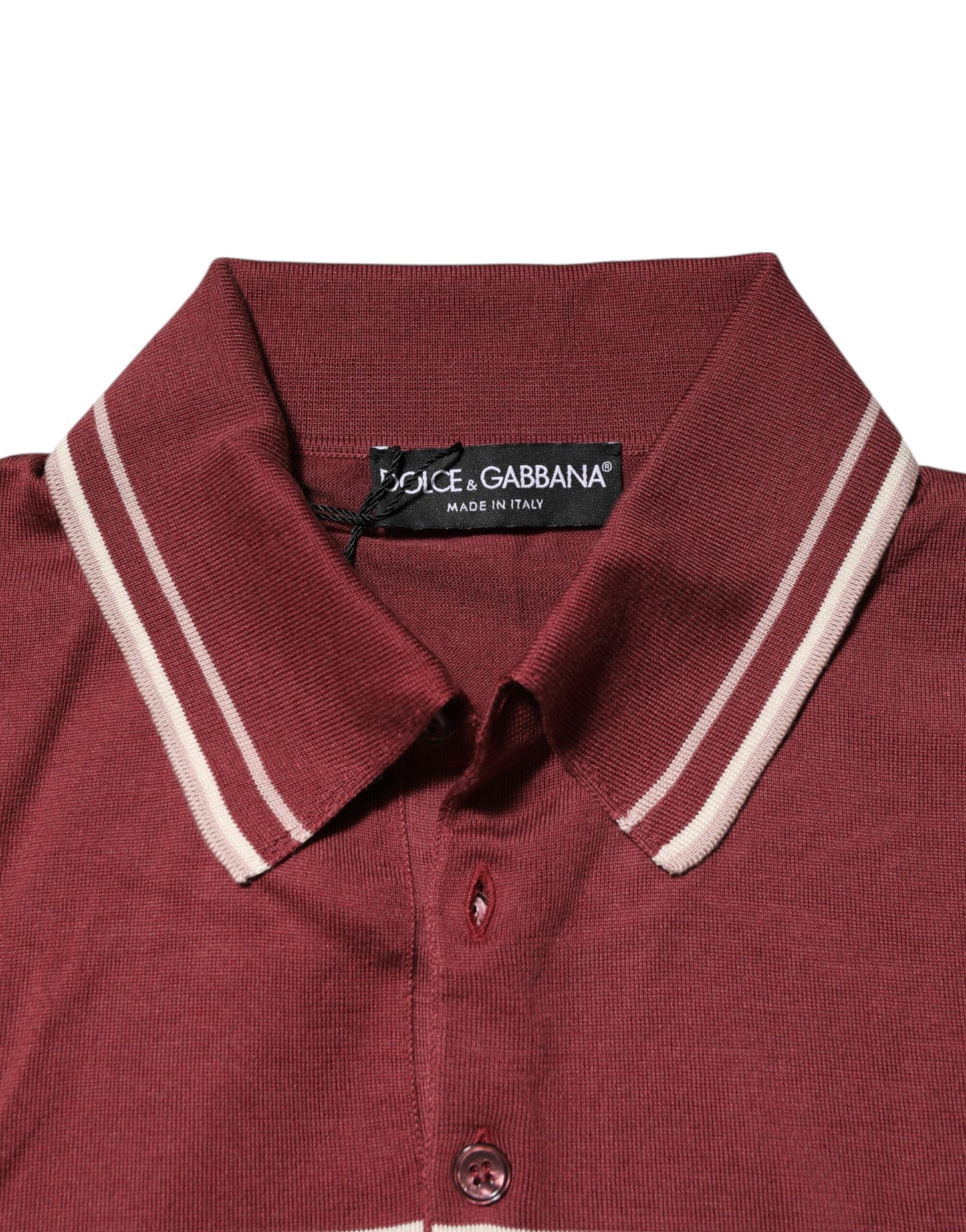 Dolce & Gabbana Cotton Burgundy Striped DG Logo Polo  T-shirt