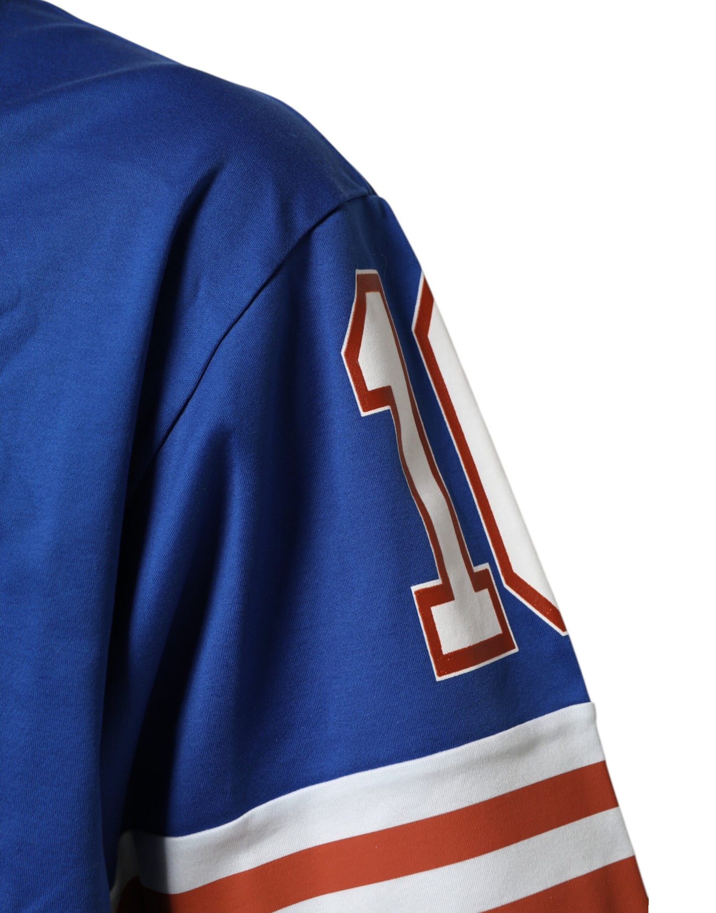 Dolce &amp; Gabbana blaues Baumwoll-T-Shirt mit DG-Logo und Mesh-Einsätzen