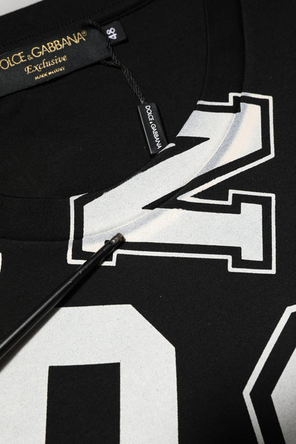 Dolce & Gabbana Black Cotton Letter Print Short Sleeve T-shirt