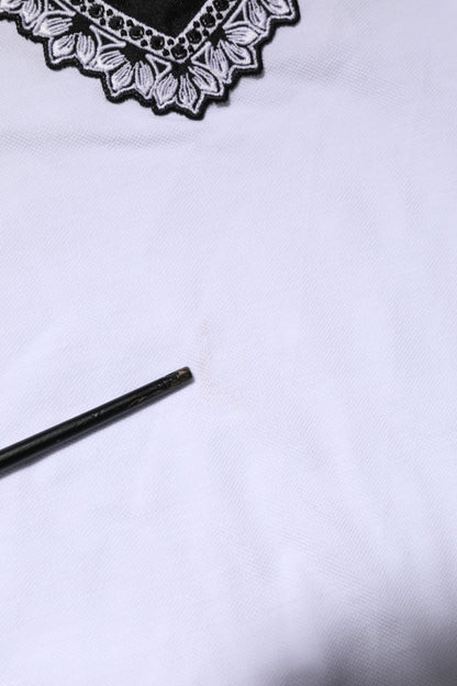 Dolce &amp; Gabbana Weißes Baumwoll-T-Shirt mit DG-Herzlogo-Stickerei