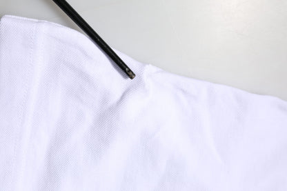 Dolce &amp; Gabbana Weißes Baumwoll-T-Shirt mit DG-Herzlogo-Stickerei