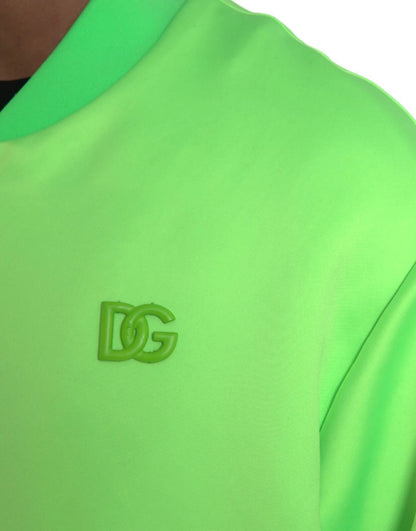 Dolce & Gabbana Neon Green Polyester Long Sleeves Men Bomber Jacket