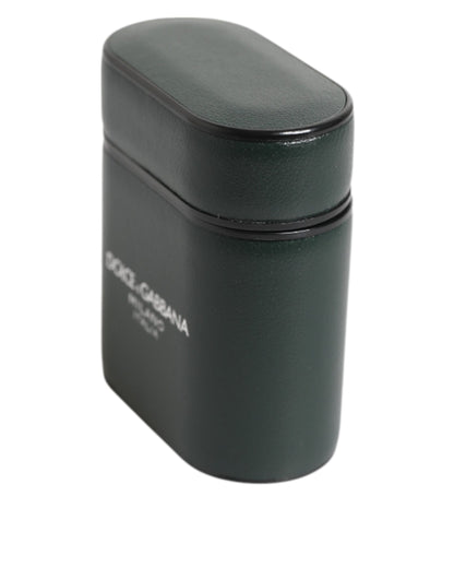 Dolce & Gabbana Army Green Calfskin Leather Logo Flip Holder Airpods Case