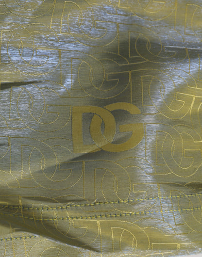 Dolce & Gabbana Green Polyester Metallic Logo Print Men Swimwear