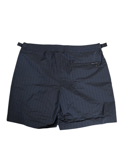 Dolce & Gabbana Navy Blue Polyester Pinstripe Men Shorts Swimwear