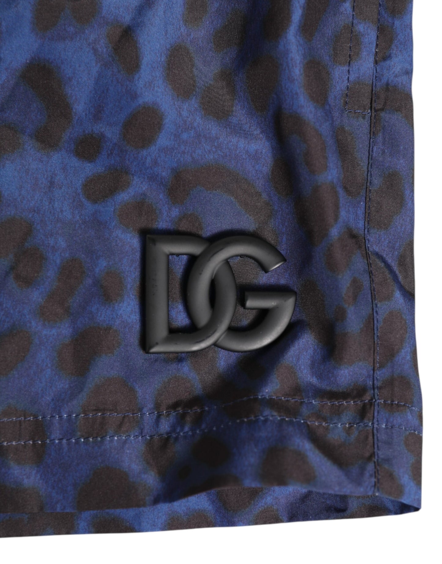 Dolce & Gabbana Blue Leopard Print Polyester Elastic Waistband Swimwear