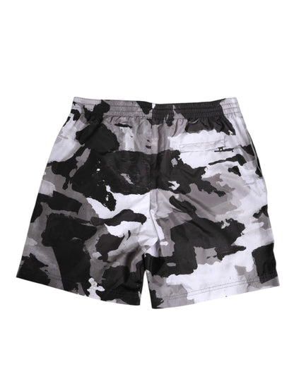 Dolce & Gabbana Black White Camouflage DG Logo Men Swimwear