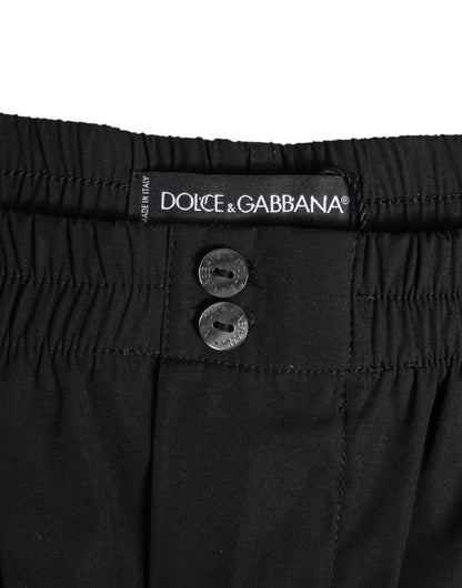 Dolce & Gabbana Black Cotton Elastic Waistband Button Swimwear