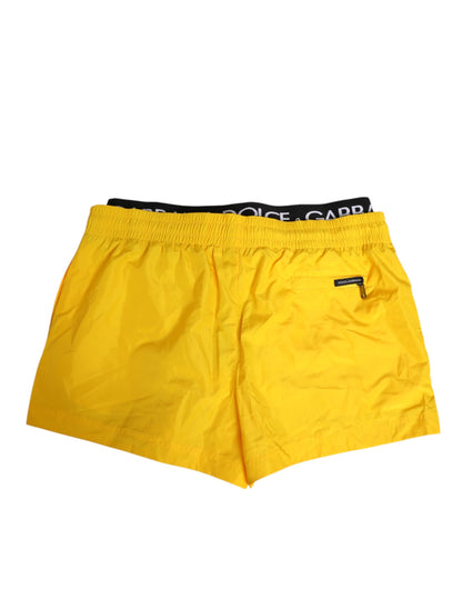 Dolce & Gabbana Yellow Drawstring Beachwear Men Shorts Swimwear