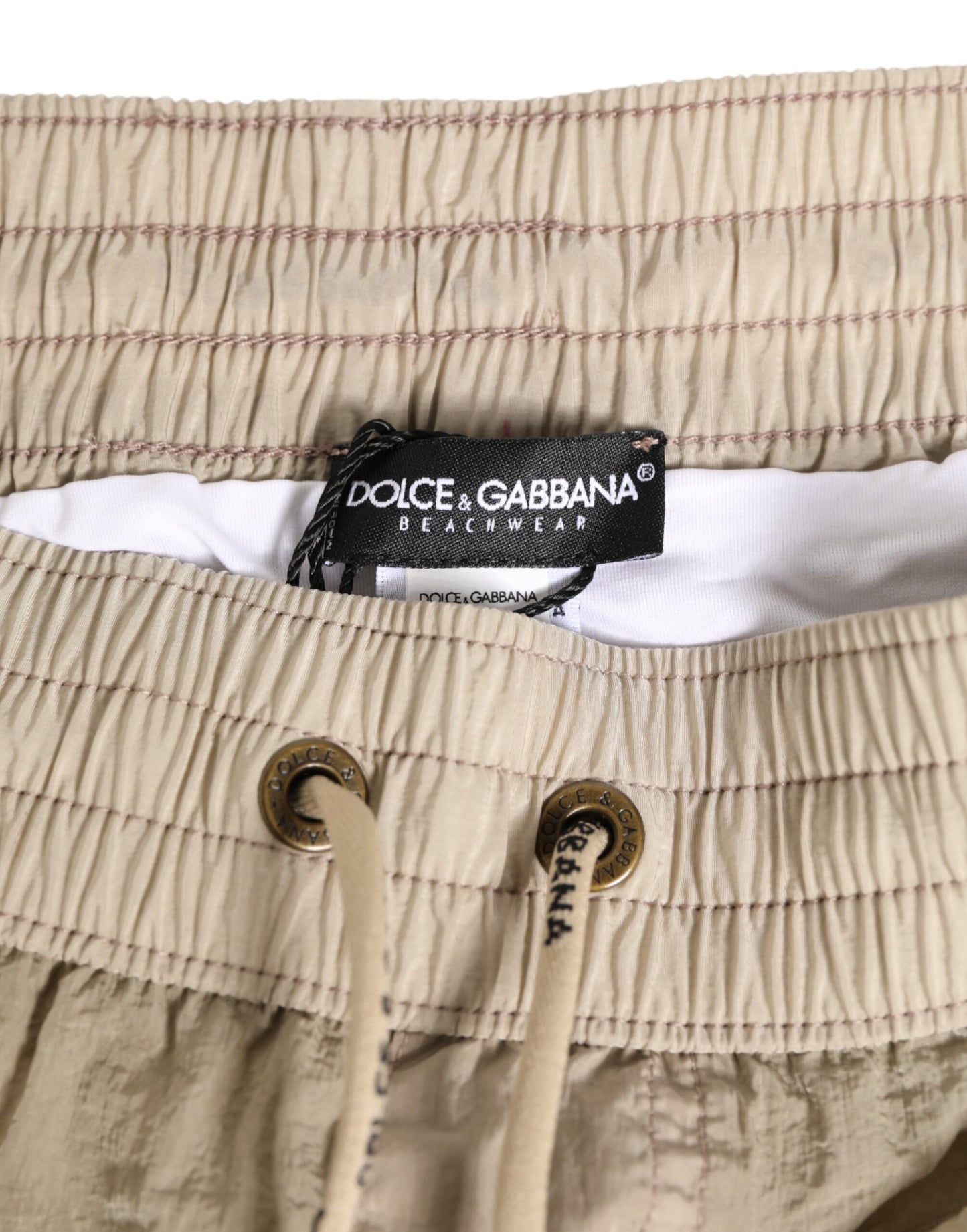Dolce & Gabbana Beige Nylon Beachwear Men Boxer Short Swimwear