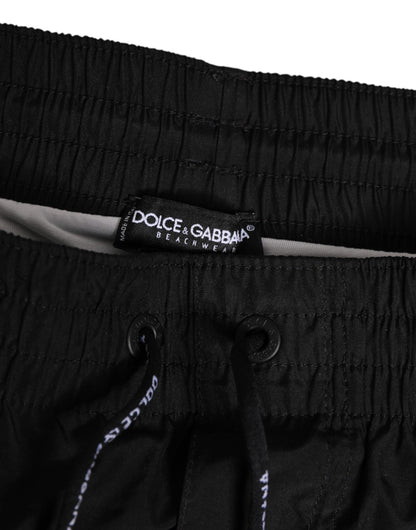 Dolce & Gabbana Black White Striped DG Logo Men Short  Swimwear