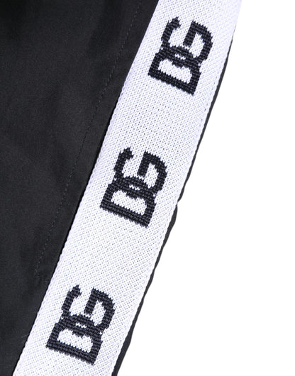 Dolce & Gabbana Black Nylon Side Logo Tape Shorts Swimwear