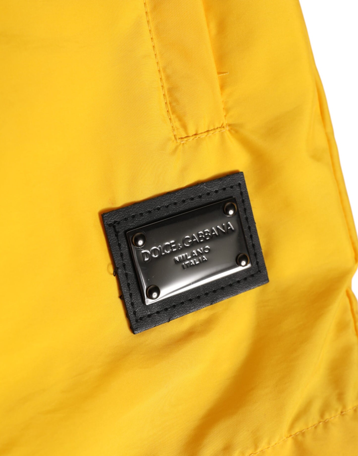 Dolce & Gabbana Yellow Nylon Logo Plaque Boxer Shorts Swimwear