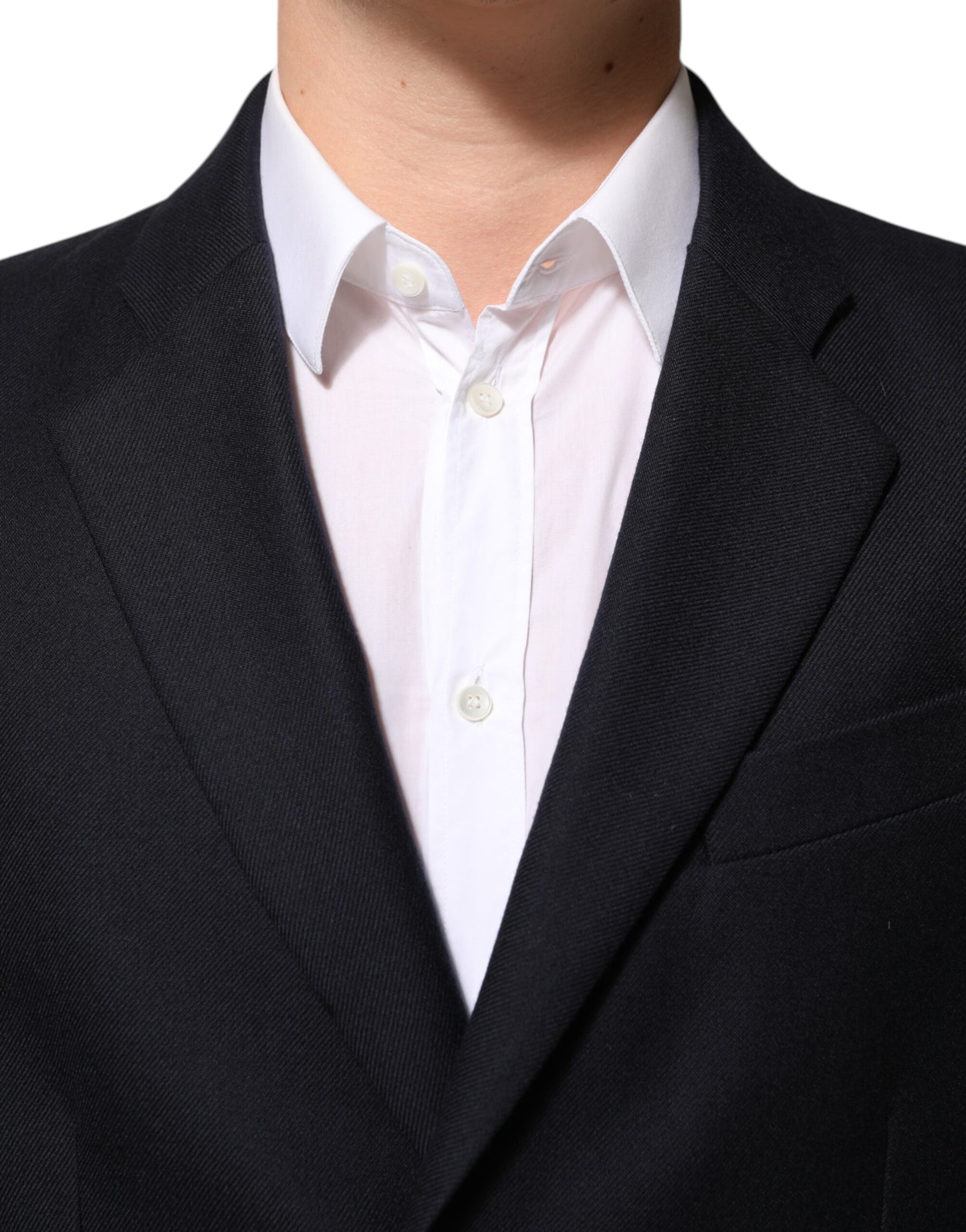 Dolce & Gabbana Dark Blue Wool Men Jacket Coat Blazer Suit