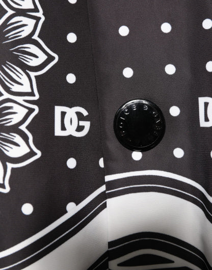 Dolce & Gabbana Black White Bandana Print Bomber Jacket