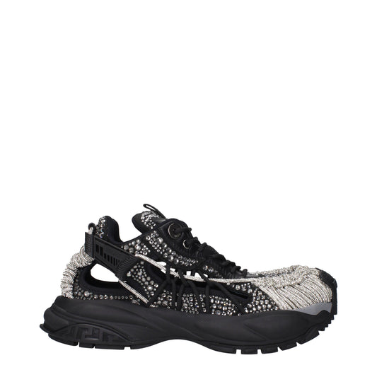 Versace Black Fabric Chunky Sneakers