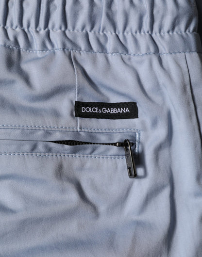 Dolce & Gabbana Light Blue Cotton Drawstring Elastic Waist Men Pants