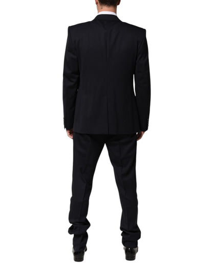 Dolce & Gabbana Black 3 Piece Wool Silk Blend Suit SICILIA