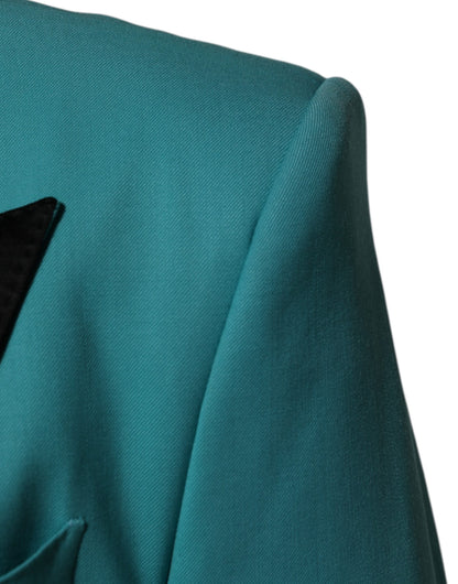 Dolce & Gabbana Cyan 3 Piece Wool Silk Blend Suit SICILIA