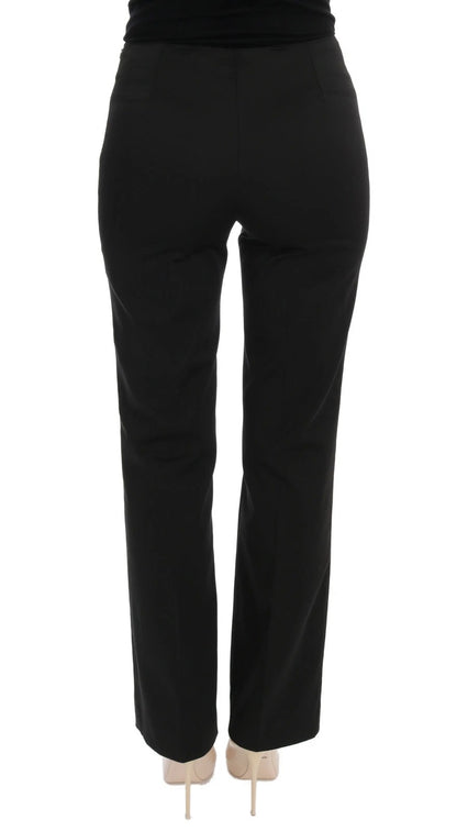 BENCIVENGA Black Stretch Straight Fit Dress Trousers Pants