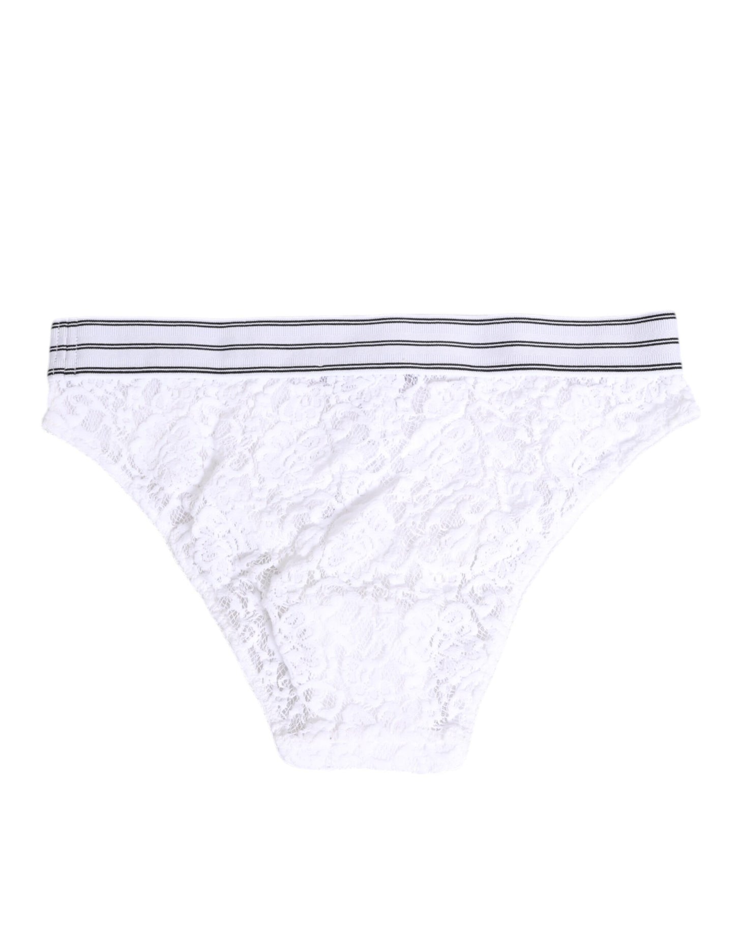 Dolce & Gabbana White Lace Slip Brief Logo Waistband Underwear