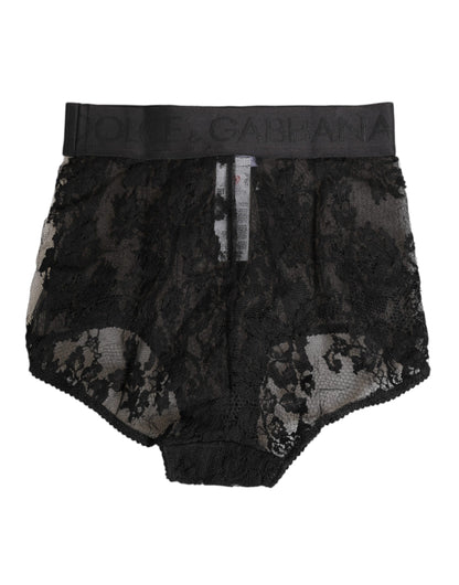 Dolce & Gabbana High Waist Briefs Black Floral Lace  Underwear