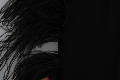 Dolce & Gabbana Black Feather Straight High Waist Pants